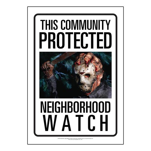 Friday the 13th Jason Voorhees Community Watch Tin Sign